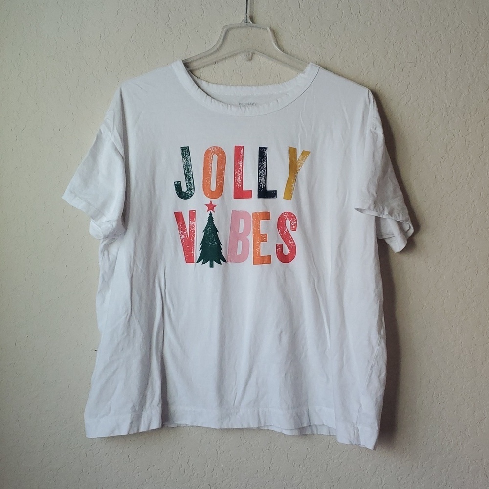 4/$20 Old Navy 3X white Christmas holiday short sleeve tee
